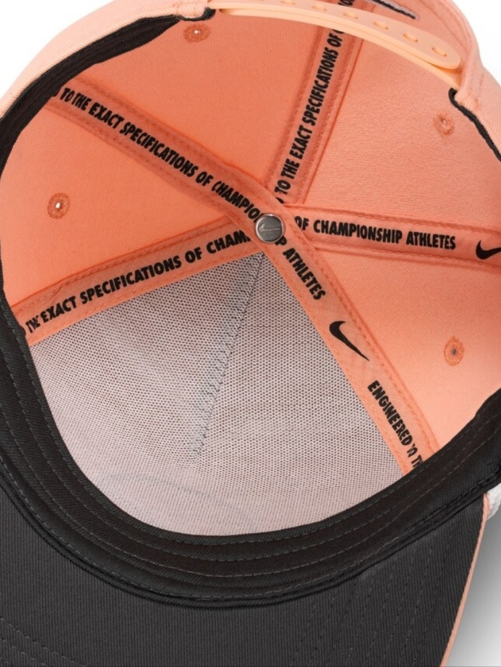 NWT Unisex Nike Pro Performanc Peach Pink Snapback Hat with White Rope Trim - Picture 6 of 9